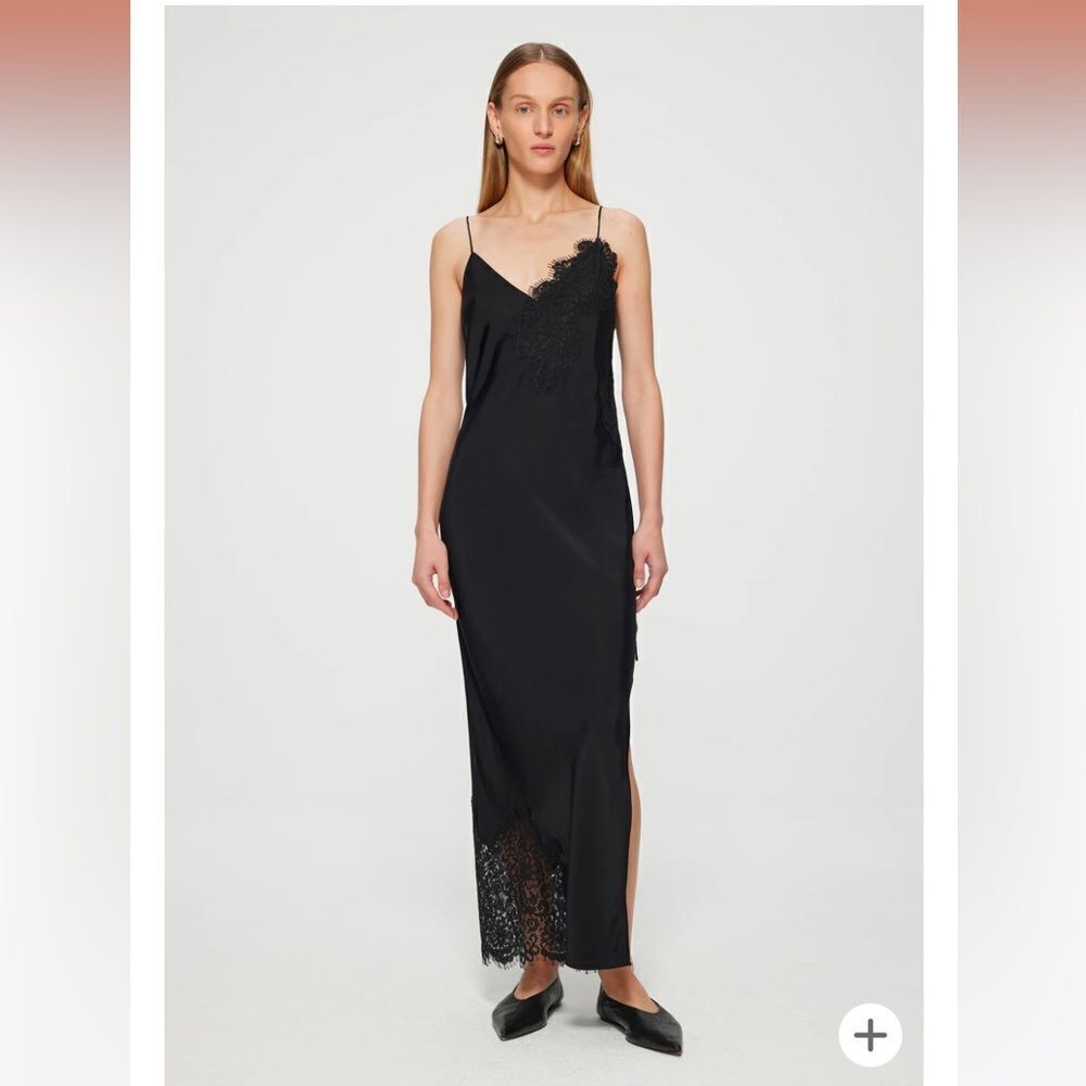 Róhe Black V-Neck Slip Dress